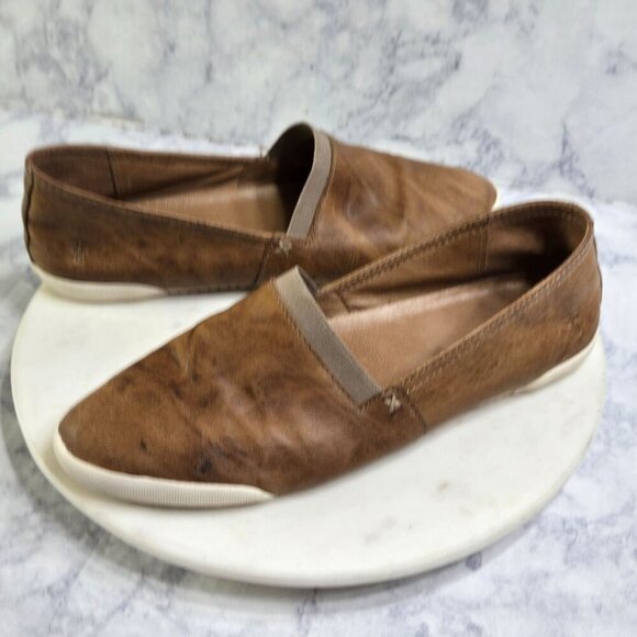 Frye Melanie Loafers Womens 9 Brown Leather Slip-On Classic Preppy Coastal Boho - Picture 1 of 16